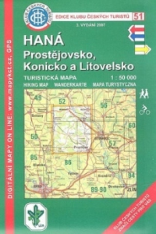 Nyomtatványok KČT 51 Haná Prostějovsko, Konicko a Litovelsko 
