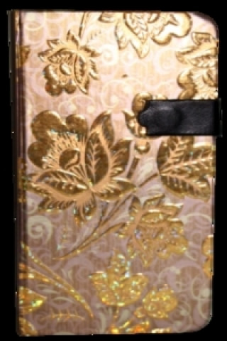 Carte Zápisník s magnetickým klipem 85x160 mm zlaté květy 