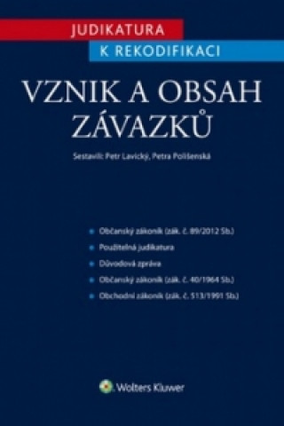 Book Judikatura k rekodifikaci Vznik a obsah závazků Petr Lavický; Petra Polišenská