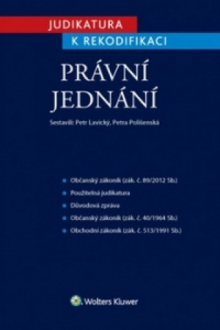 Book Judikatura k rekodifikaci Právní jednání Petr Lavický; Petra Polišenská