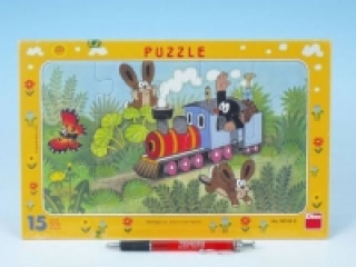 Joc / Jucărie Puzzle 15 Krtek a lokomotiva deskové 