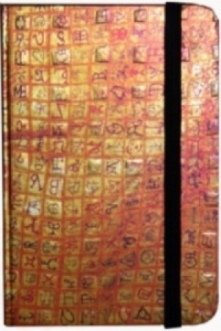 Book Zápisník s gumičkou 95x140 mm zlatý s červenou mřížkou A 