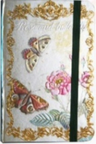 Kniha Zápisník s gumičkou 95x140 mm růže a motýli A 