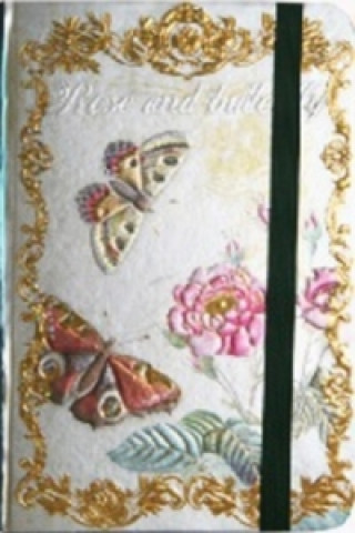 Könyv Zápisník s gumičkou 178x126 mm růže a motýli F 