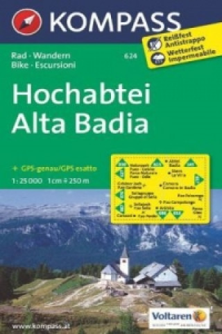 Nyomtatványok KOMPASS Wanderkarte 624 Hochabtei, Alta Badia 1:25.000 Kompass-Karten Gmbh