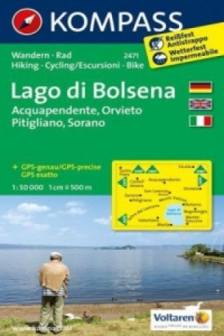 Nyomtatványok KOMPASS Wanderkarte Lago di Bolsena - Acquapendente - Orvieto - Pitigliano - Sorano 