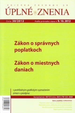 Książka UZZ 30/2012 Zákon o správnych poplatkoch 