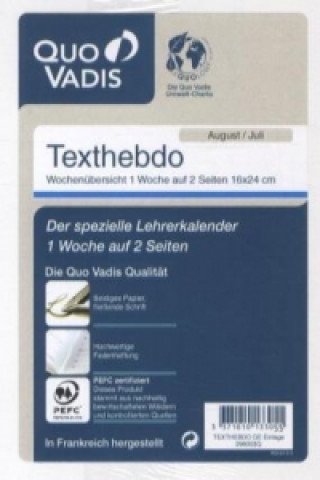 Książka Einlage Texthebdo, Lehrerkalender 2022/2023 Quo Vadis