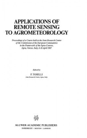 Carte Applications of Remote Sensing to Agrometeorology F. Toselli