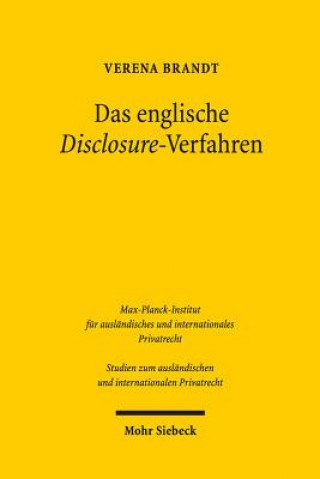 Książka Das englische Disclosure-Verfahren Verena Brandt