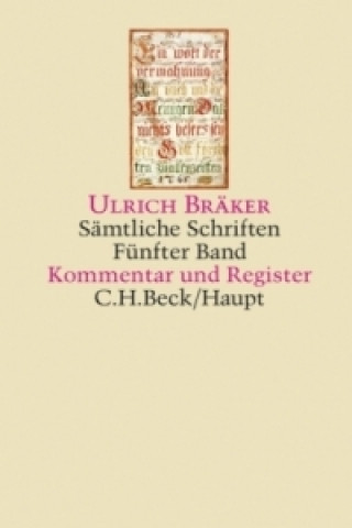 Boek Sämtliche Schriften  Bd. 5: Kommentar und Register Ulrich Bräker