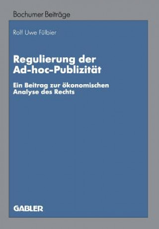 Knjiga Regulierung Der Ad-Hoc-Publizitat Rolf U. Fülbier