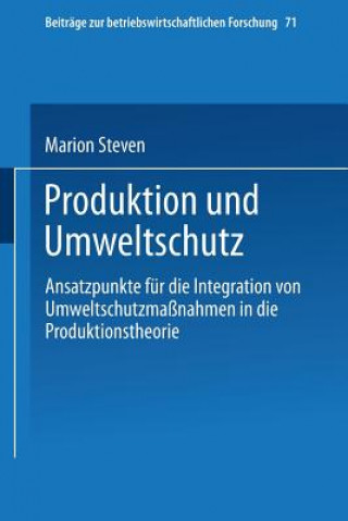 Kniha Produktion Und Umweltschutz Marion Steven