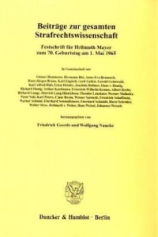 Kniha Beiträge zur gesamten Strafrechtswissenschaft. Friedrich Geerds