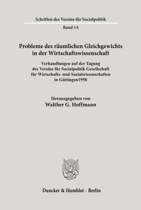 Carte Probleme des räumlichen Gleichgewichts in der Wirtschaftswissenschaft. Walther G. Hoffmann