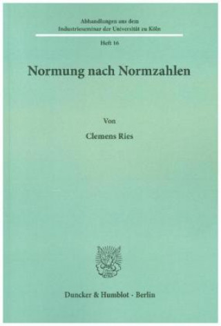 Book Normung nach Normzahlen. Clemens Ries