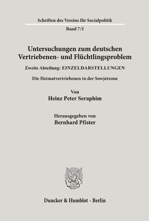 Carte Untersuchungen zum deutschen Vertriebenen- und Flüchtlingsproblem. Bernhard Pfister