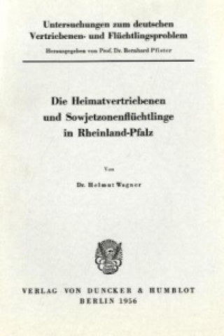 Kniha Untersuchungen zum deutschen Vertriebenen- und Flüchtlingsproblem. Bernhard Pfister