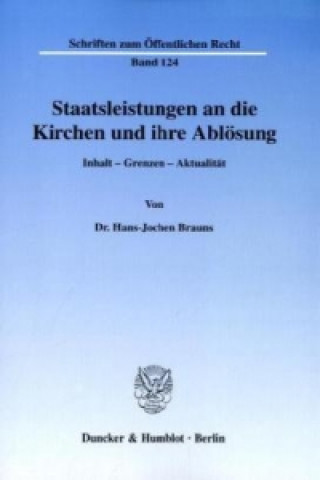 Carte Staatsleistungen an die Kirchen und ihre Ablösung. Hans-Jochen Brauns