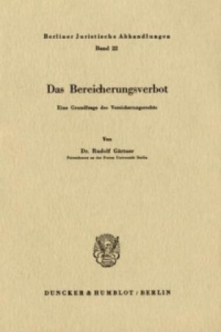 Книга Das Bereicherungsverbot. Rudolf Gärtner