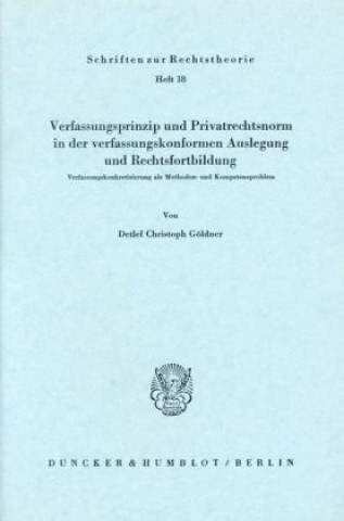 Könyv Verfassungsprinzip und Privatrechtsnorm in der verfassungskonformen Auslegung und Rechtsfortbildung. Detlef Christoph Göldner