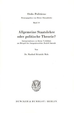 Book Allgemeine Staatslehre oder politische Theorie? Manfred Heinrich Mols