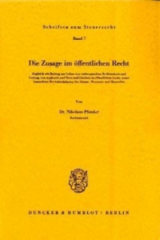 Knjiga Die Zusage im öffentlichen Recht. Nikolaus Pfander
