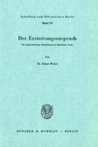 Buch Der Erstattungsanspruch. Eckart Weber