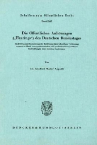 Książka Die Öffentlichen Anhörungen (»Hearings«) des Deutschen Bundestages. Friedrich Walter Appoldt