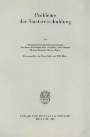Könyv Probleme der Staatsverschuldung. Heinz Haller
