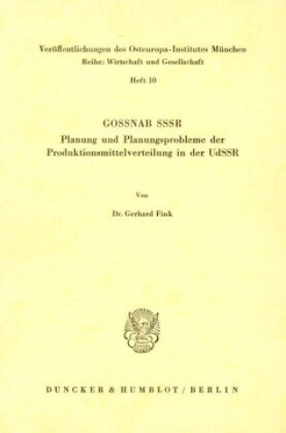 Kniha GOSSNAB SSSR. Gerhard Fink