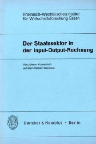 Książka Der Staatssektor in der Input-Output-Rechnung. Johann Komarnicki