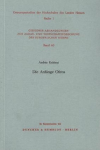 Kniha Die Anfänge Ofens. András Kubinyi