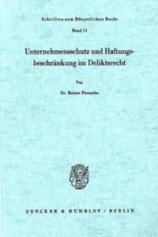 Könyv Unternehmensschutz und Haftungsbeschränkung im Deliktsrecht. Rainer Preusche