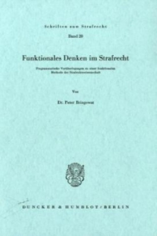 Buch Funktionales Denken im Strafrecht. Peter Bringewat