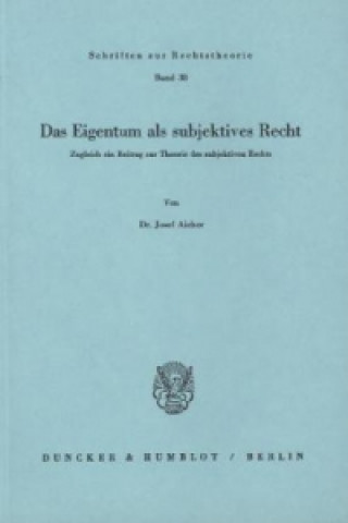 Kniha Das Eigentum als subjektives Recht. Josef Aicher