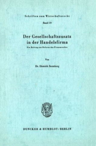Kniha Der Gesellschaftszusatz in der Handelsfirma. Dietrich Sternberg