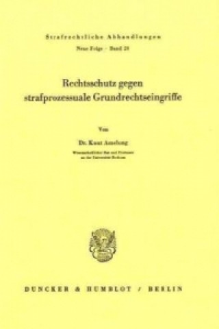 Book Rechtsschutz gegen strafprozessuale Grundrechtseingriffe. Knut Amelung