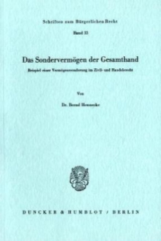 Kniha Das Sondervermögen der Gesamthand. Bernd Hennecke