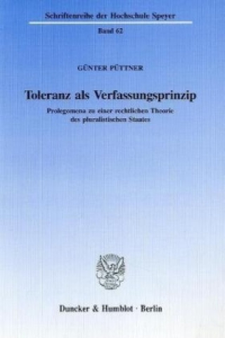 Книга Toleranz als Verfassungsprinzip. Günter Püttner