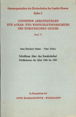 Książka Schrifttum über das Karakulschaf. Hans Eberhard Matter