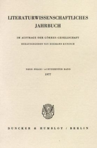 Kniha Literaturwissenschaftliches Jahrbuch.. Bd.18/1978 Hermann Kunisch