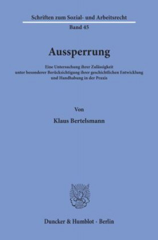 Kniha Aussperrung. Klaus Bertelsmann