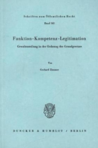 Book Funktion - Kompetenz - Legitimation. Gerhard Zimmer