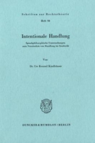 Book Intentionale Handlung. Urs Konrad Kindhäuser