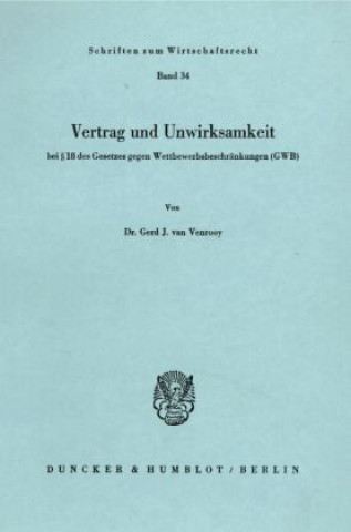 Kniha Vertrag und Unwirksamkeit Gerd J. van Venrooy