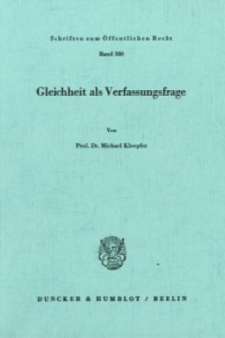 Buch Gleichheit als Verfassungsfrage. Michael Kloepfer