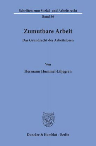 Buch Zumutbare Arbeit. Hermann Hummel-Liljegren