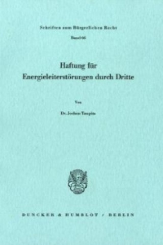 Knjiga Haftung für Energieleiterstörungen durch Dritte. Jochen Taupitz