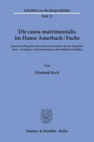 Kniha Die causa matrimonialis im Hause Amerbach/Fuchs. Elisabeth Koch